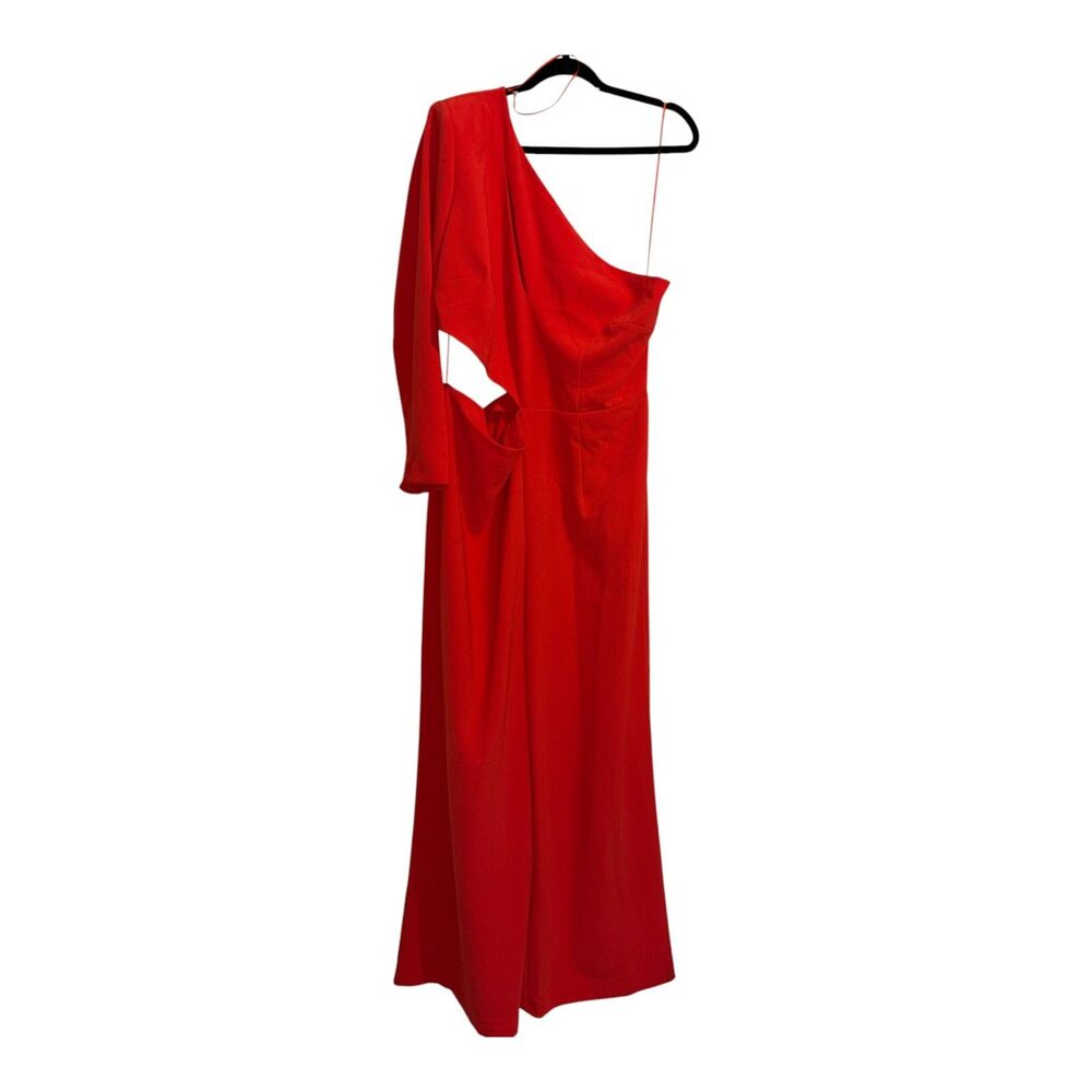 Sergio Hudson Red One Shoulder Cutout Maxi Dress 1X Statement Gown